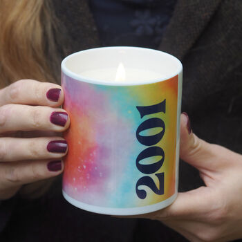 Personalised Tie Dye Rainbow Any Year Candle, 2 of 3