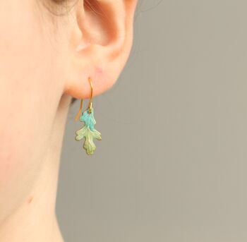 Tiny Oak Leaf Earrings, 3 of 6