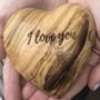 Personalised Olive Wood Valentine Anniversary Heart, thumbnail 7 of 11