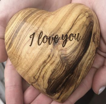 Personalised Olive Wood Valentine Anniversary Heart, 7 of 11