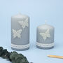 G Decor Emilie Butterfly Grey Lace Pillar Candle, thumbnail 3 of 5