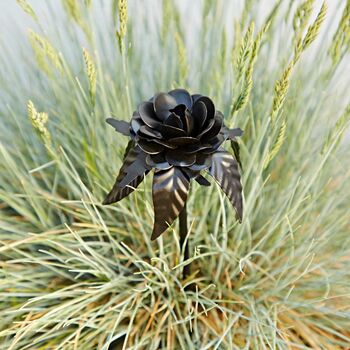 Recycled Iron Black Rose Garden Stake, 5 of 7
