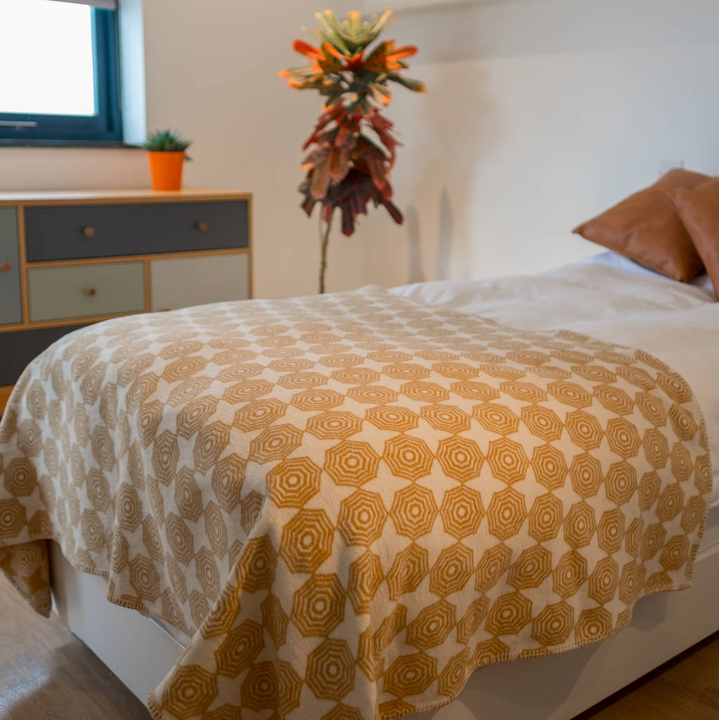 Parasol Print Brushed Cotton Blanket By Atlantic Blankets