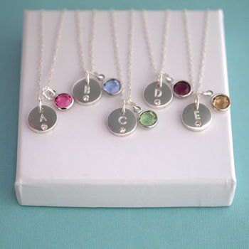 Sterling Silver Crystal Initial Birthstone Necklace, 4 of 6