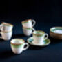 Green Set Of Six Porcelain Espresso Cup And Saucer, thumbnail 1 of 11
