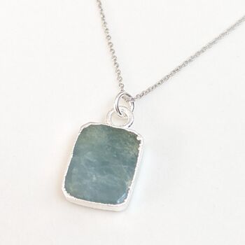 'Rectangle' Aquamarine Sterling Silver Necklace, 3 of 7