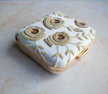 Tasha Ivory Silk Square Clutch, 2 of 3