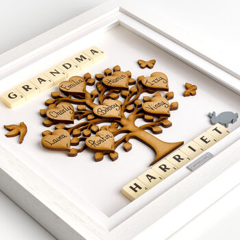 Gift For Grandma Personalised Wooden Grandchildren Family Tree Frame, 6 of 11