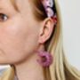 Pink Shrimp Glitter Earrings / Seaside Jewellery / Gift For Seafood Lovers / Funny Prawn Statement Gift, thumbnail 6 of 6