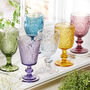 Set Of Four Vintage Embossed Coloured Wine Glasses, thumbnail 1 of 9