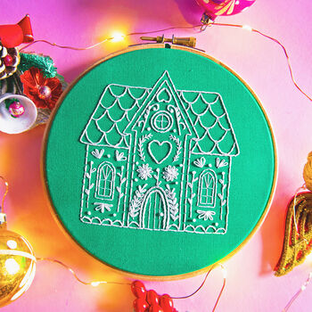Gingerbread House Christmas Embroidery Kit, 4 of 6