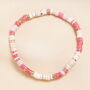 Pink Disc Beaded Bracelet In Gold Plating, thumbnail 1 of 2
