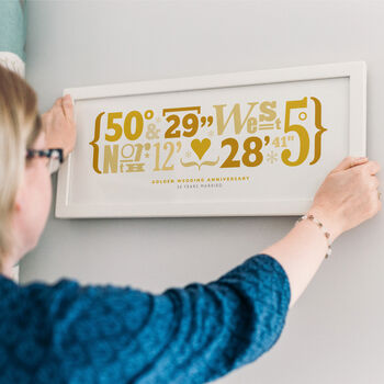 Personalised Golden Wedding Anniversary Coordinates Print – 50th Wedding Anniversary Gift, 2 of 4
