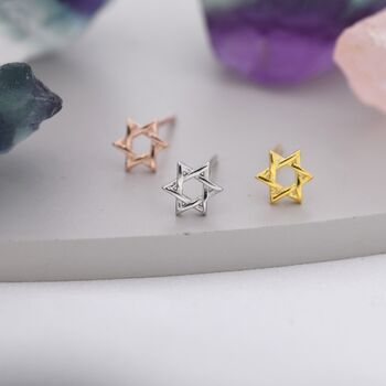 Sterling Silver Star Of David Stud Earrings, 8 of 11