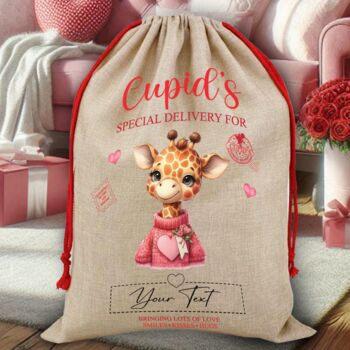 Personalised Valentine Animal Love Heart Cupid Sack, 5 of 12