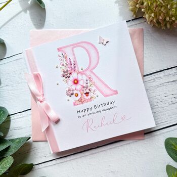 Handmade Pink Monogramed Birthday Card, 2 of 10