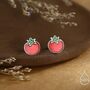Stering Silver Tomato Stud Earrings, thumbnail 1 of 12
