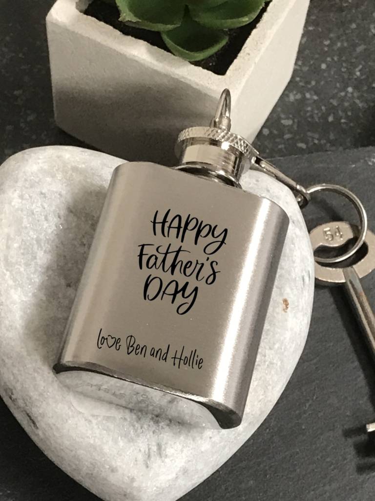 Image of Personalised Mini Hip Flask Fathers Day Keyring