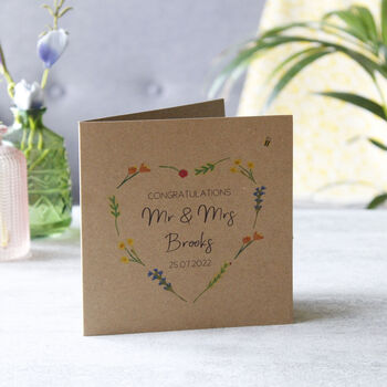 Personalised Wildflower Eco Wedding Card, 2 of 3