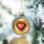 Set Of Indented Vintage Style Heart Baubles, thumbnail 5 of 6