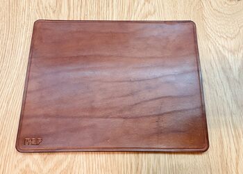 Personalised Stamped Leather Mouse Mat, Spanish Brown, 4 of 12