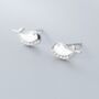 Sterling Silver Crystal Detail Whale Stud Earrings, thumbnail 2 of 4
