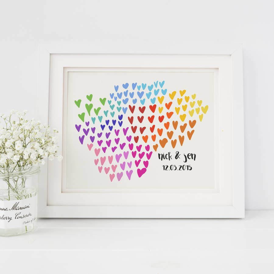 personalised love heart wall print by parsy card co