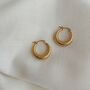 Tilly Vintage Inspired Gold Plated Oval Hoop Earrings, thumbnail 3 of 4