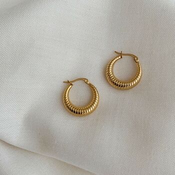 Tilly Vintage Inspired Gold Plated Oval Hoop Earrings, 3 of 4