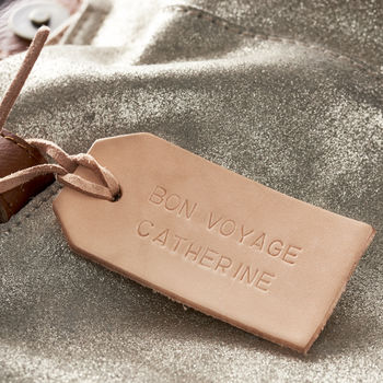 Personalised Handstamped Leather Luggage Tag, 5 of 8