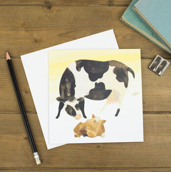 Mama Cow And Calf Greetings Card, 2 of 7