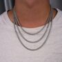 Men's Silver Matte Cuban Chain Stainless Steel Necklace 4mm, thumbnail 11 of 12