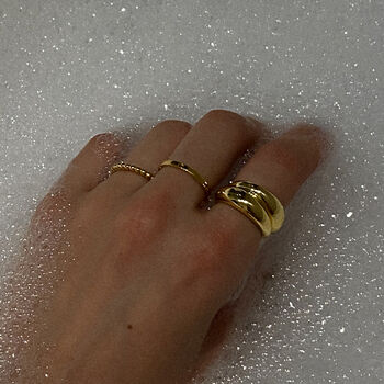 Minimalist Crescent 14k Gold Plated Dome Ring, 8 of 10