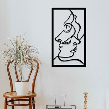 Modern Wooden Faces Line Art: Stylish Room Decor, 4 of 10