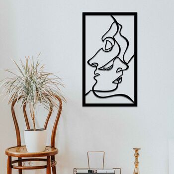 Modern Wooden Faces Line Art: Stylish Room Decor, 5 of 11