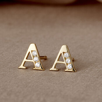9ct Gold Initial Earrings, 2 of 6