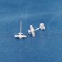 Plane Cz Stud Earrings, 925 Sterling Silver, thumbnail 2 of 7