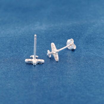 Plane Cz Stud Earrings, 925 Sterling Silver, 2 of 7