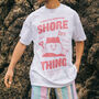 Shore Thing Mens Slogan T Shirt With Sandcastle Graphic, thumbnail 1 of 4