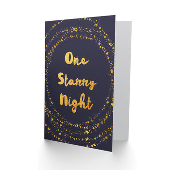 One Starry Night Blue Gold Sparkle Christmas Card, 2 of 4