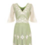 Thirties Style Dress In Ivory And Green Lace, thumbnail 2 of 3