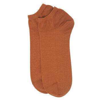 Oxford Stripe Navy And Classic Orange Men's Trainer Socks, 6 of 6