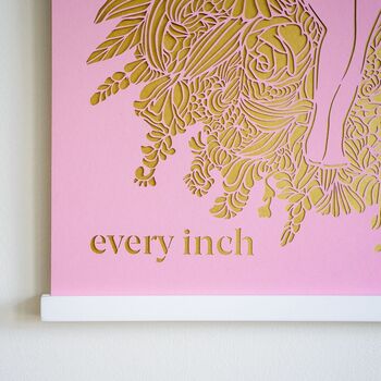 Empowering 'Adore Every Inch' Pink Papercut Wall Art, 8 of 9