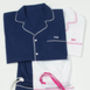 Men's Personalised Navy Cotton Pyjamas, thumbnail 9 of 10