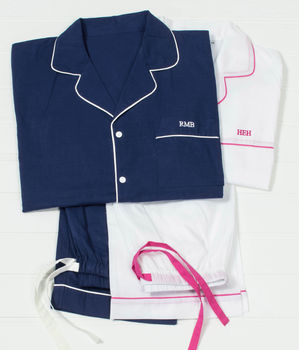 Men's Personalised Navy Cotton Pyjamas, 9 of 10