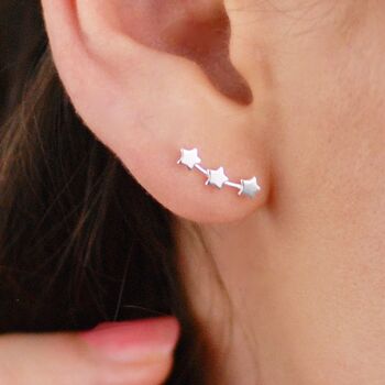 Tiny Sterling Silver Shooting Star Ear Climbers, 4 of 7