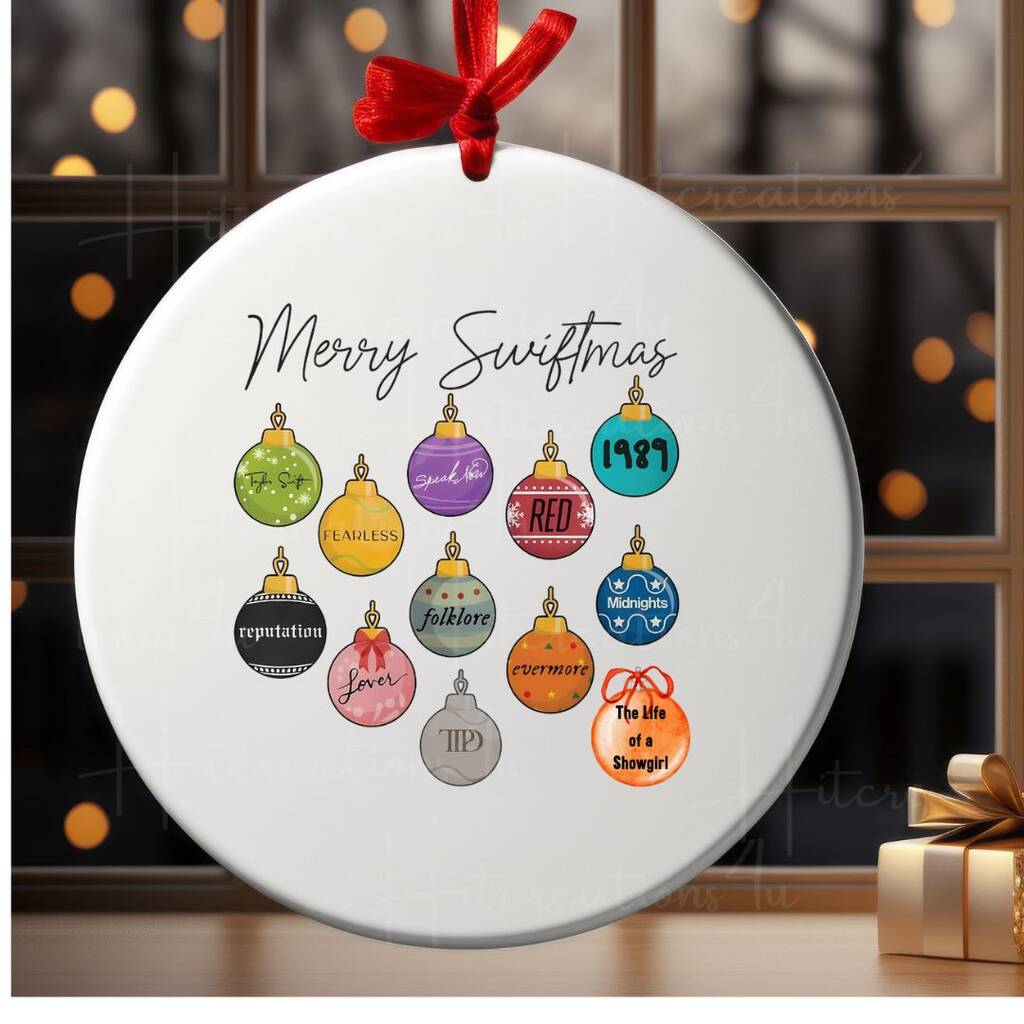 Taylor Swift Inspired Christmas Ornament Baubles, 1 of 2