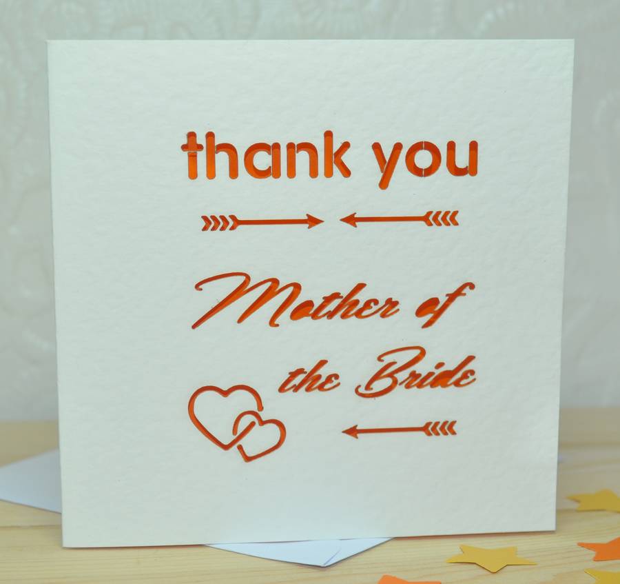 laser cut mother of the bride thank you card by sweet pea design