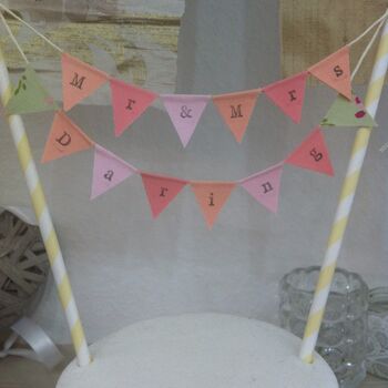 Personalised Wedding Cake Topper Bunting, 7 of 7