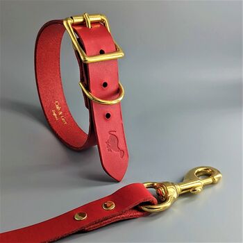 Luxury Leather Dog Collar And Matching Lead Set Nine Colour Options, 2 of 12